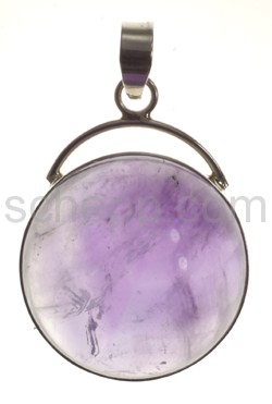 Pendant, amethyst, round