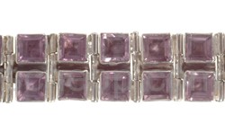 Link bracelet, amethysts, facet cut