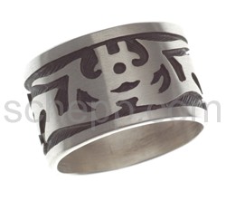 Tattoo-Ring, Tribal Design, breit